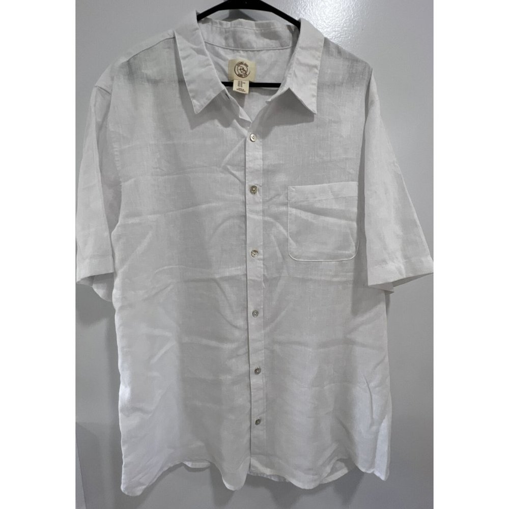 Men's Shirt Panama Jack WhiteCotton Blend Button Up Camp Embossed Size  XL